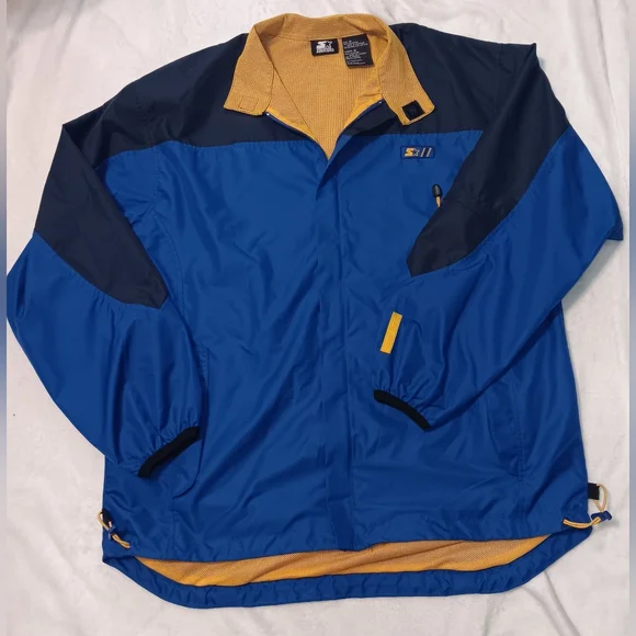 Starter Vented‎ Windbreaker Rain Jacket Mens Medium Blue Full Zip Polyester